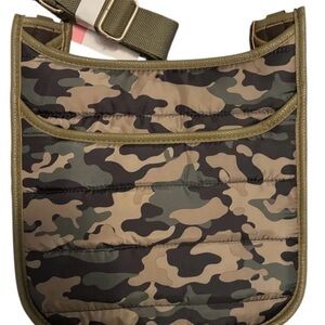 Camouflage Puffer Crossbody Sling Bag Olive Camo